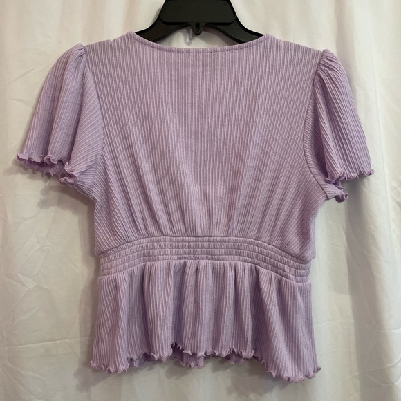 SOLD // Two Forever 21 V Neck Puffy Sleeves Peplum Tops - Picture 4 of 4